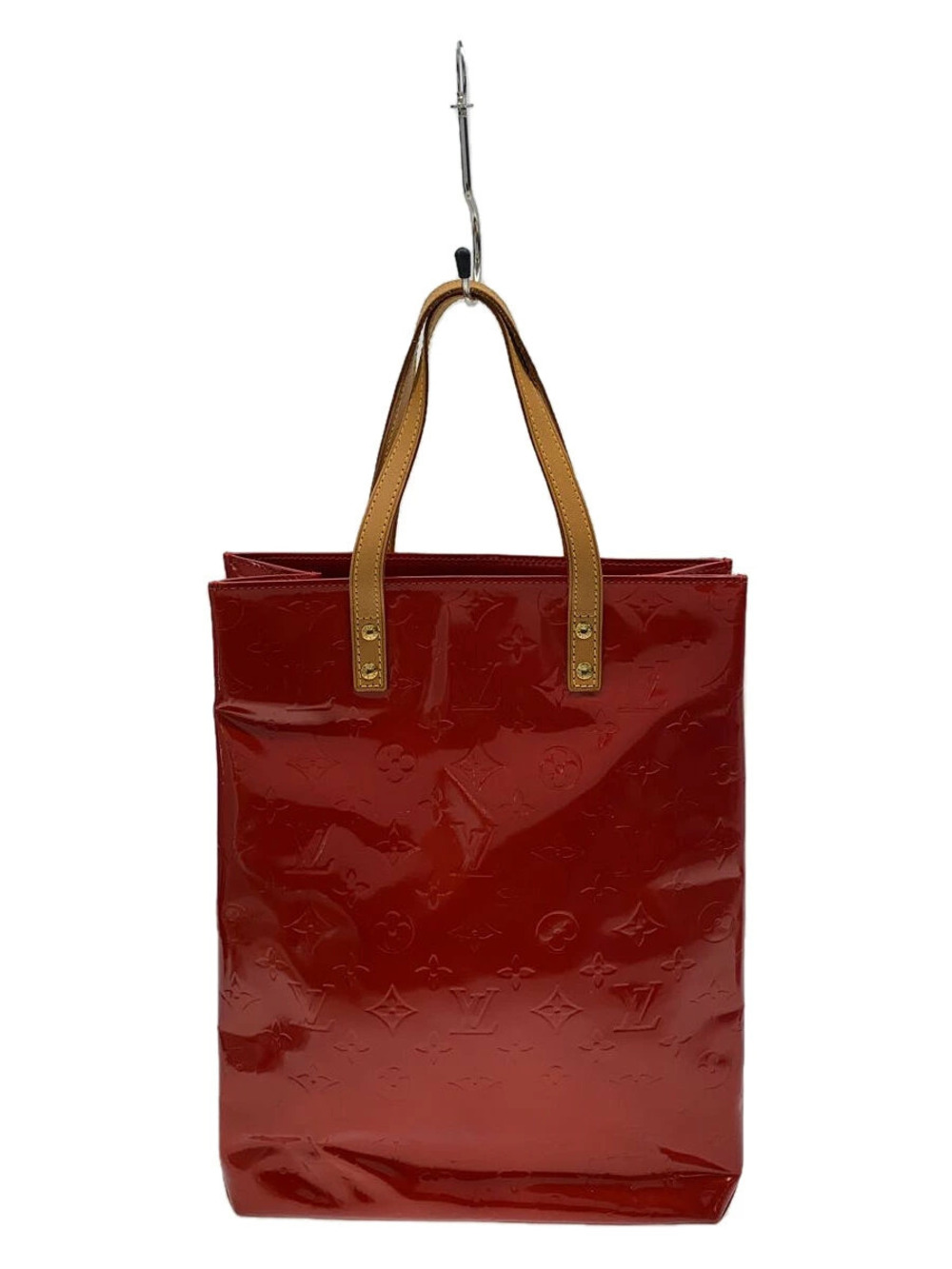 LOUIS VUITTON Lead Monogram Vernis Tote Bag Enamel RED